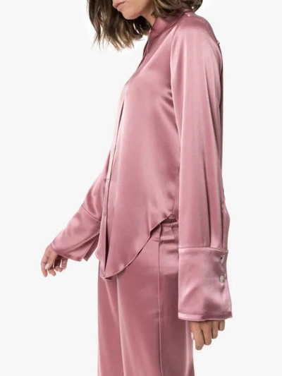 Shop Nanushka Mandine Western Satin Shirt In Pink