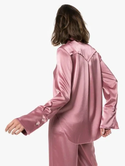 Shop Nanushka Mandine Western Satin Shirt In Pink