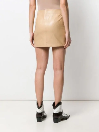 Shop Jw Anderson Toast Leather Tab Mini Skirt In Neutrals