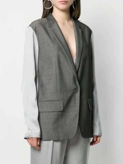 Shop Barbara Bui Contrast Fitted Blazer In Grey