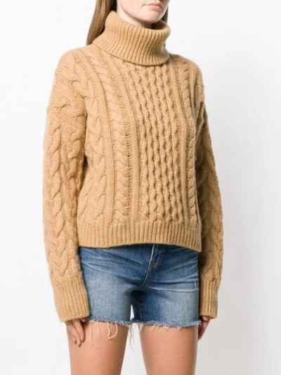 Shop Alanui Roll-neck Cable-knit Jumper In Brown