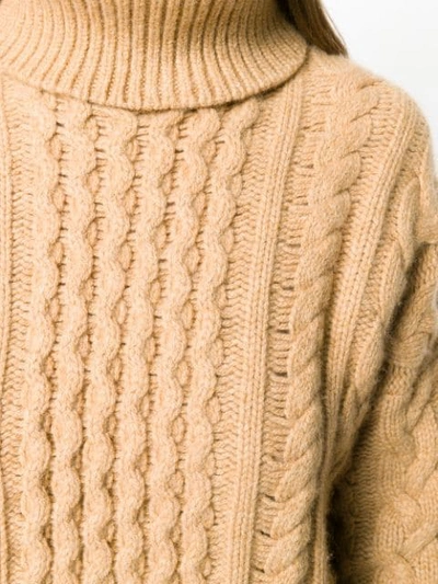 Shop Alanui Roll-neck Cable-knit Jumper In Brown