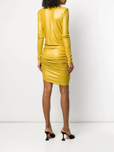 Shop Alexandre Vauthier Ruched Side Dress - Yellow