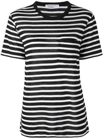 Shop Alexander Wang T Horizontal Striped T-shirt  In Black/ivory 944