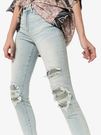 Shop Amiri High-waisted Distressed Slim-fit Jeans In Blue