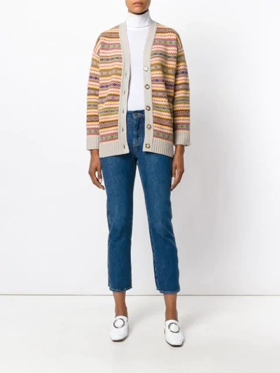 Shop Stella Mccartney Intarsia Cardigan In Multicolour