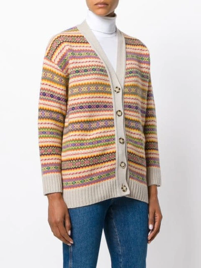 Shop Stella Mccartney Intarsia Cardigan In Multicolour