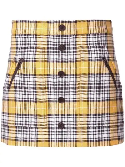 Shop Veronica Beard Checked Mini Skirt In Yellow