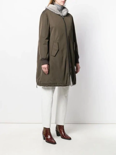 Shop Yves Salomon Reversible Hooded Coat In Green