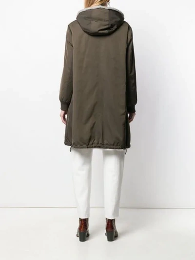 Shop Yves Salomon Reversible Hooded Coat In Green