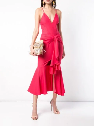 Shop Patbo Asymmetric Ruffle Dress In Red