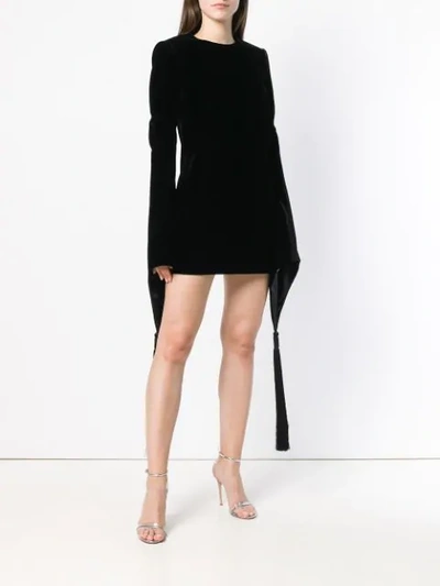 Shop Saint Laurent Wide Sleeve Velvet Mini Dress In Black