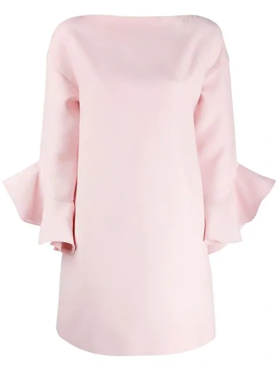 Valentino Ruffled-sleeve Wool And Silk-blend Mini Dress In Pink