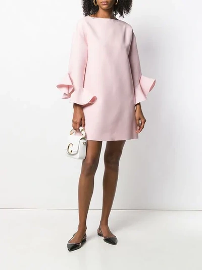 Valentino Ruffled-sleeve Wool And Silk-blend Mini Dress In Pink