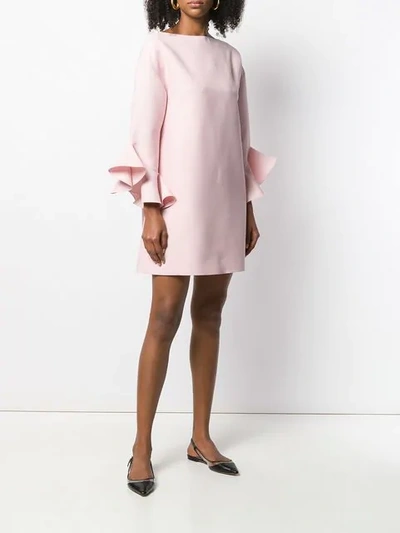 Valentino Ruffled-sleeve Wool And Silk-blend Mini Dress In Pink