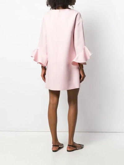 Valentino Ruffled-sleeve Wool And Silk-blend Mini Dress In Pink