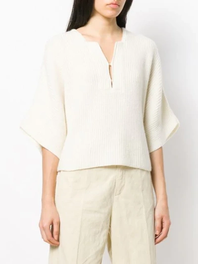 Shop Forte Forte Ribbed Knit Sweater In Neutrals
