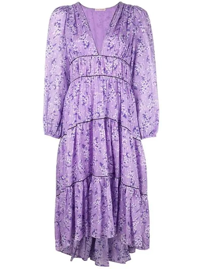 Shop Ulla Johnson Floral Print Midi Dress In Purple