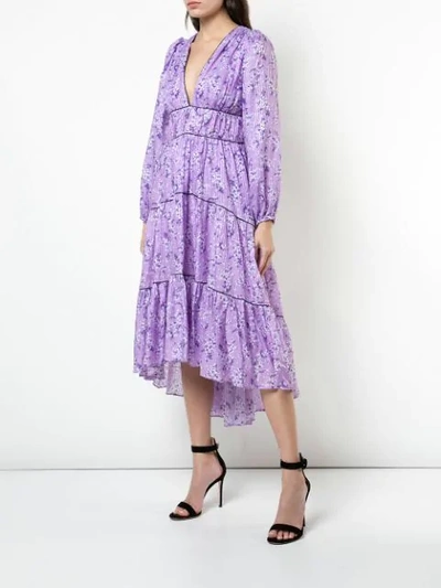Shop Ulla Johnson Floral Print Midi Dress In Purple