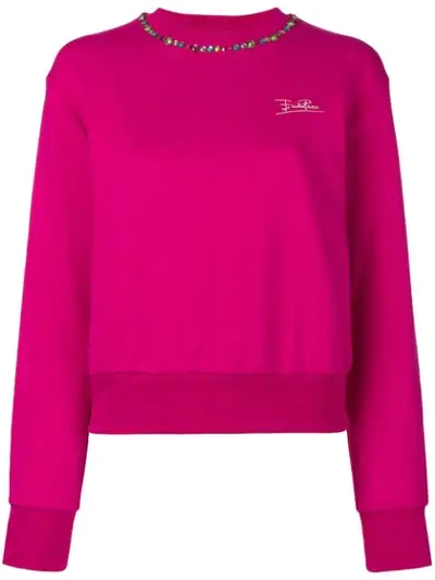 Shop Emilio Pucci Sequinned Collar Sweater - Pink