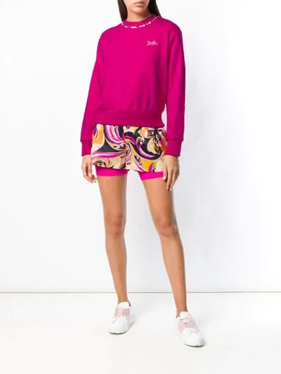 Shop Emilio Pucci Sequinned Collar Sweater - Pink