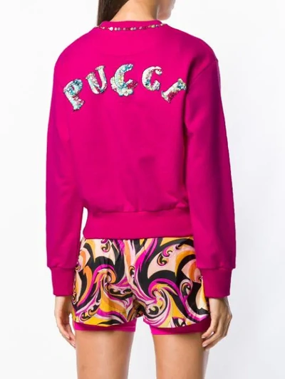 Shop Emilio Pucci Sequinned Collar Sweater - Pink