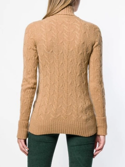 Shop Drumohr Cable Knit Turtle Neck Sweater In Neutrals