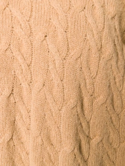 Shop Drumohr Cable Knit Turtle Neck Sweater In Neutrals
