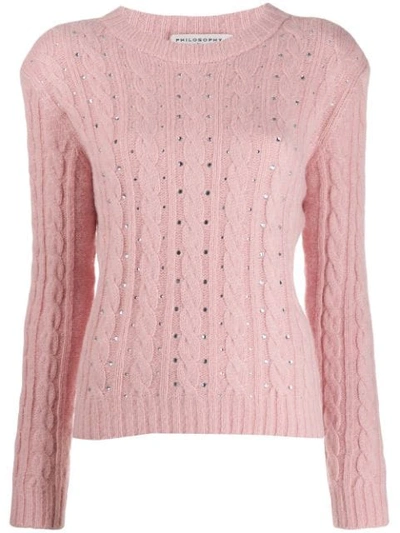 Shop Philosophy Di Lorenzo Serafini Embellished Sweater In Pink