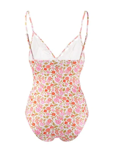 Shop Zimmermann Coral Blossom Swimsuit In White