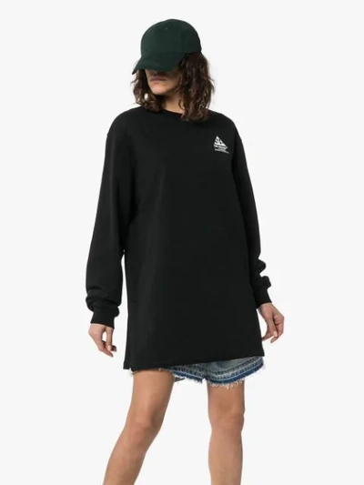 Shop Off-white Floral Arrow Print Cotton Sweatshirt Dress In Black