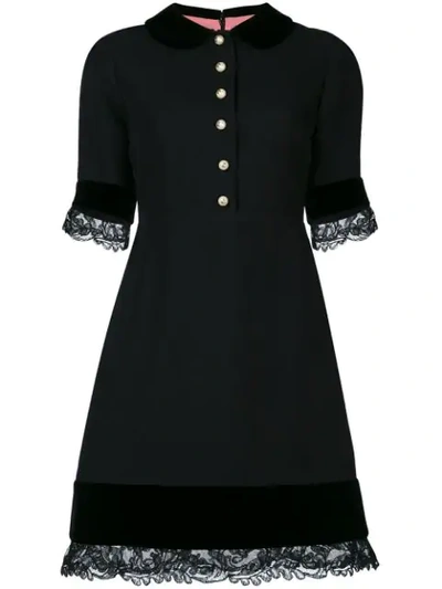 Shop Gucci Lace Detail Dress In Black