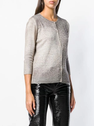 Shop Avant Toi Rhinestonecropped Sleeve Cardigan In Neutrals