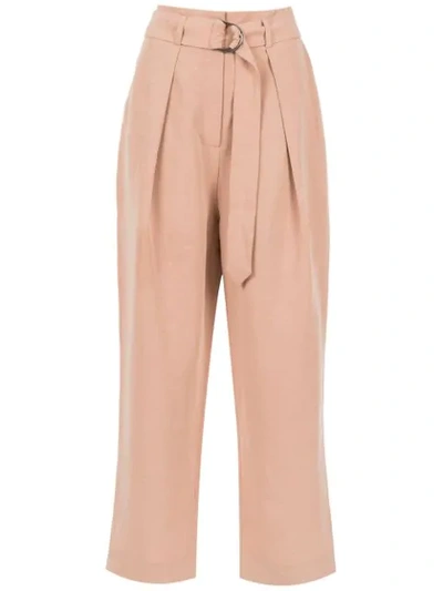 Shop Andrea Marques Belted Cropped Trousers In Neutrals