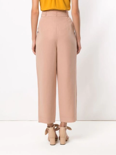 Shop Andrea Marques Belted Cropped Trousers In Neutrals