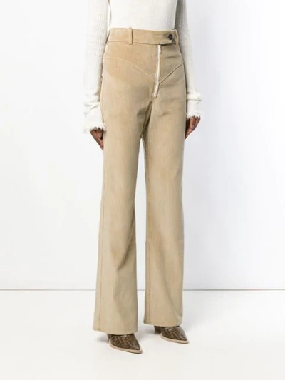 Shop A.w.a.k.e. Yoke Detail Corduroy Trousers In Neutrals