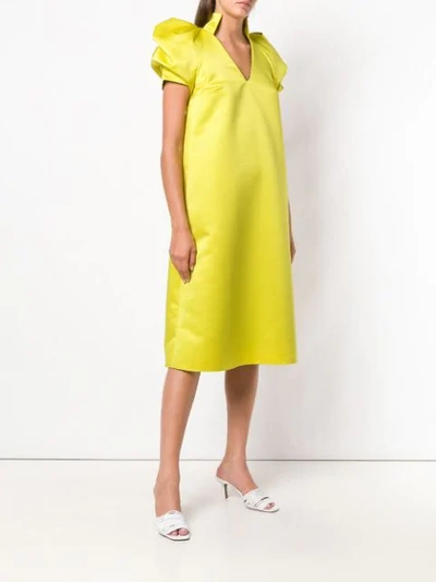 Shop Styland Puff Sleeve Dress In Yellow 21