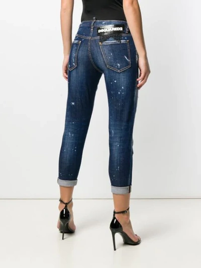 Shop Dsquared2 Cropped Distressed Jeans In Blue