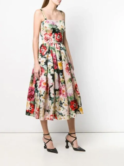 Shop Dolce & Gabbana Floral Print Flared Dress In Pink