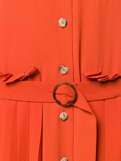 Shop Victoria Victoria Beckham Pleat Detail Shirt Dress In Orange
