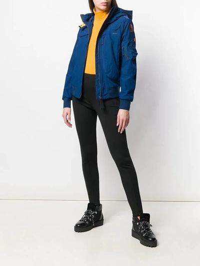 Shop Parajumpers Hooded Zip-up Jacket In Blue