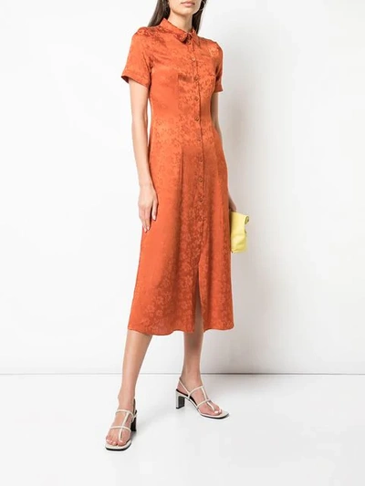 Shop Alexa Chung Floral Embroidered Shirt Dress In Orange