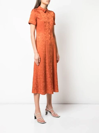 Shop Alexa Chung Floral Embroidered Shirt Dress In Orange