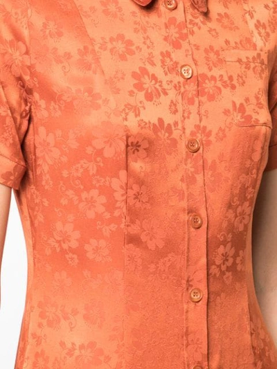 Shop Alexa Chung Floral Embroidered Shirt Dress In Orange