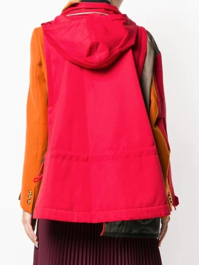 Shop Sacai Layered Jacket In Red