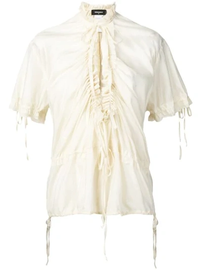 Shop Dsquared2 Ruched Front Blouse In Neutrals