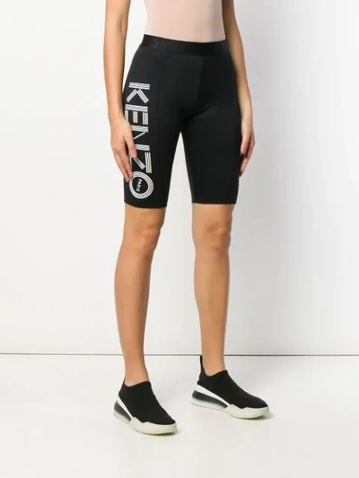 Shop Kenzo Logo Print Cycling Shorts In Black