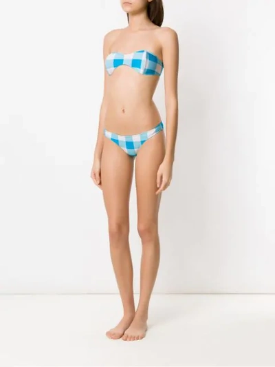 Shop Adriana Degreas Checked Sleeveless Bikini Set In Blue