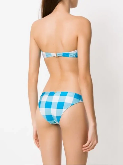 Shop Adriana Degreas Checked Sleeveless Bikini Set In Blue