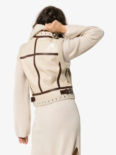 Shop Chloé Leather And Shearling Gilet In White